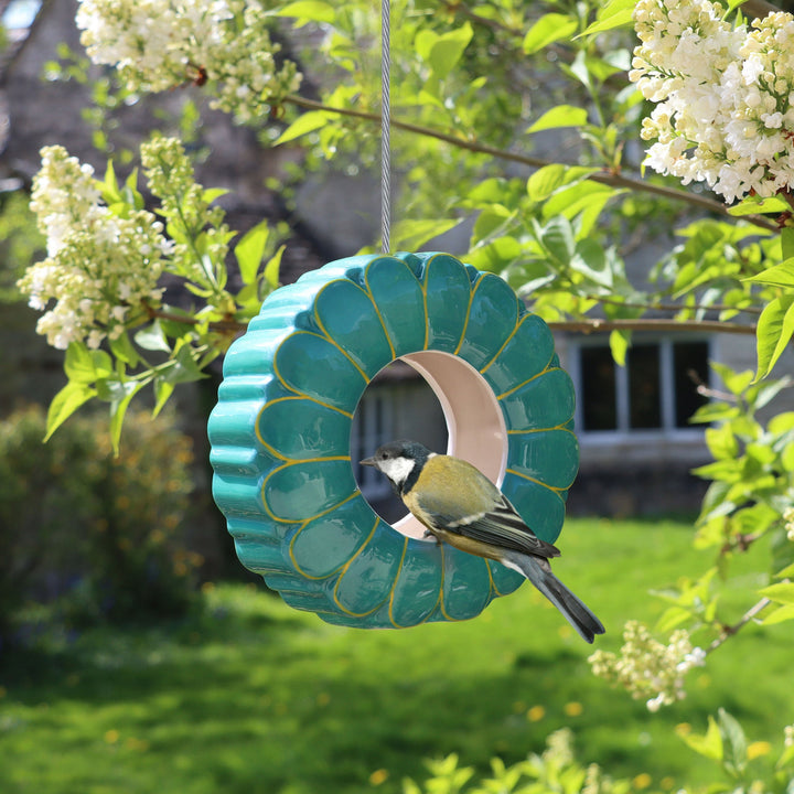 African Daisy Ceramic Hanging Bird Feeder