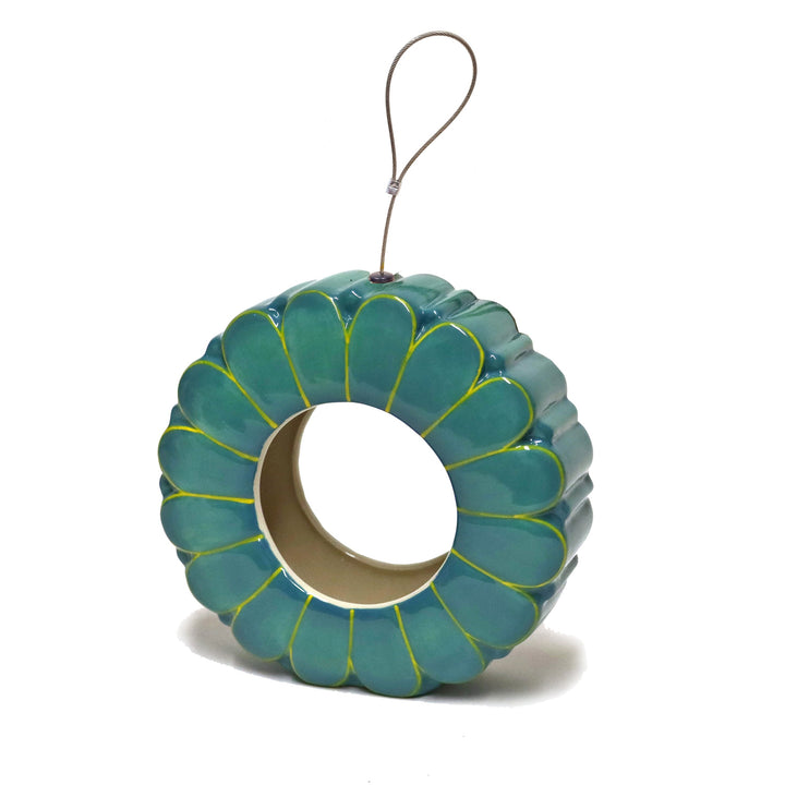 African Daisy Ceramic Hanging Bird Feeder