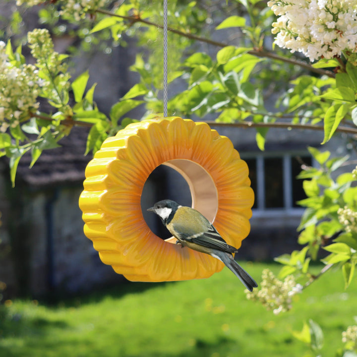 Sunflower Ceramic Hanging Bird Feeder