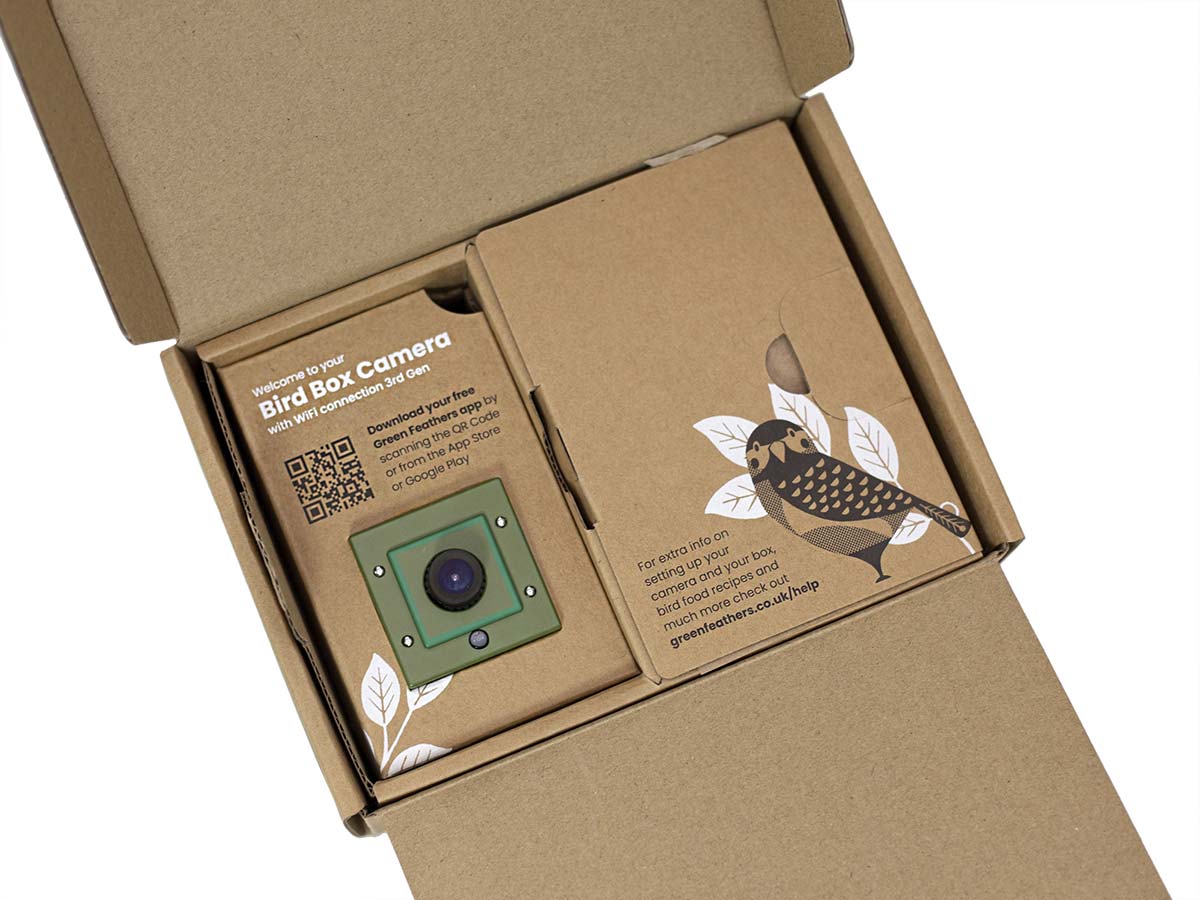 WiFi Bird Box Camera (3rd Gen) + Gift | Green Feathers