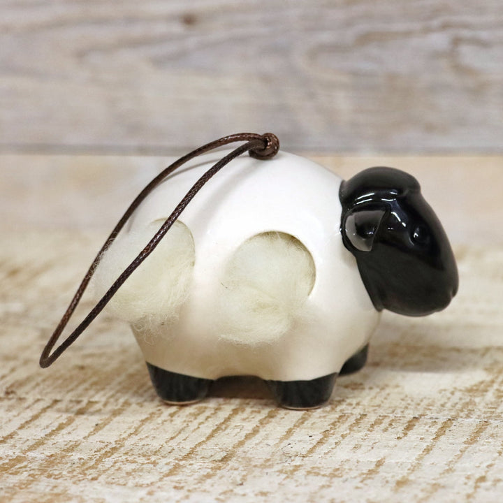'Woolie' Hanging Ceramic Sheep With Nesting Wool