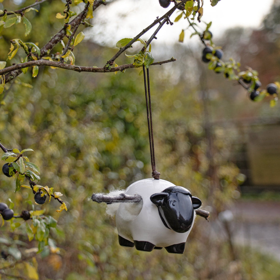 'Woolie' Hanging Ceramic Sheep With Nesting Wool