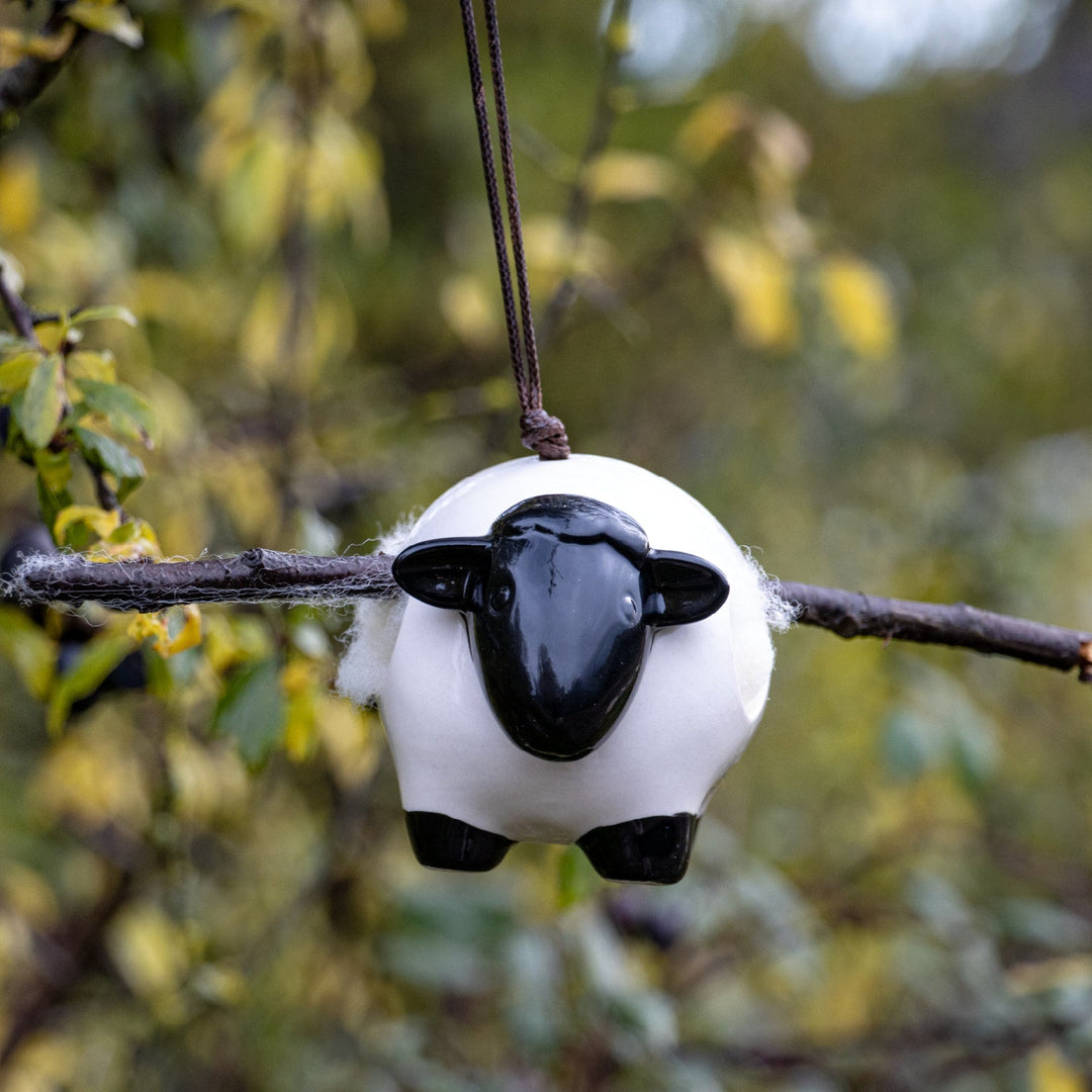'Woolie' Hanging Ceramic Sheep With Nesting Wool
