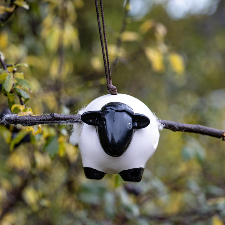 'Woolie' Hanging Ceramic Sheep With Nesting Wool