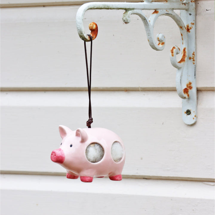 'Curlie' Hanging Ceramic Pig With Nesting Wool