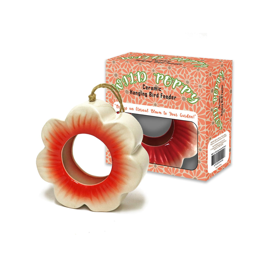 Wild Poppy Ceramic Hanging Bird Feeder