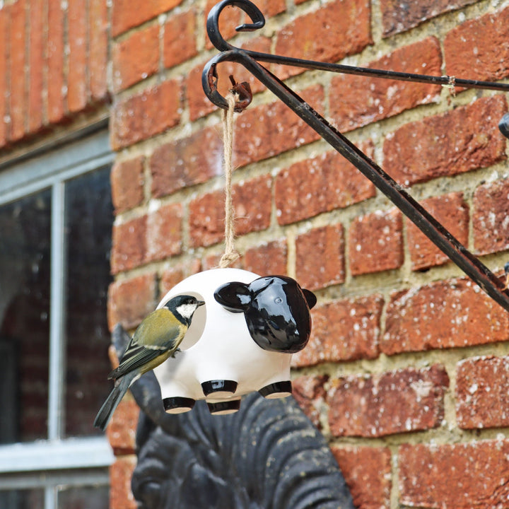 'Woolie' Hanging Ceramic Sheep - Bird Feeder