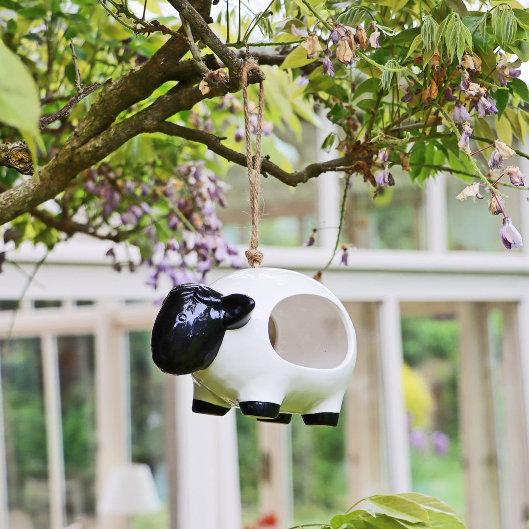 'Woolie' Hanging Ceramic Sheep - Bird Feeder