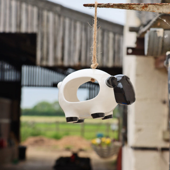 'Woolie' Hanging Ceramic Sheep - Bird Feeder