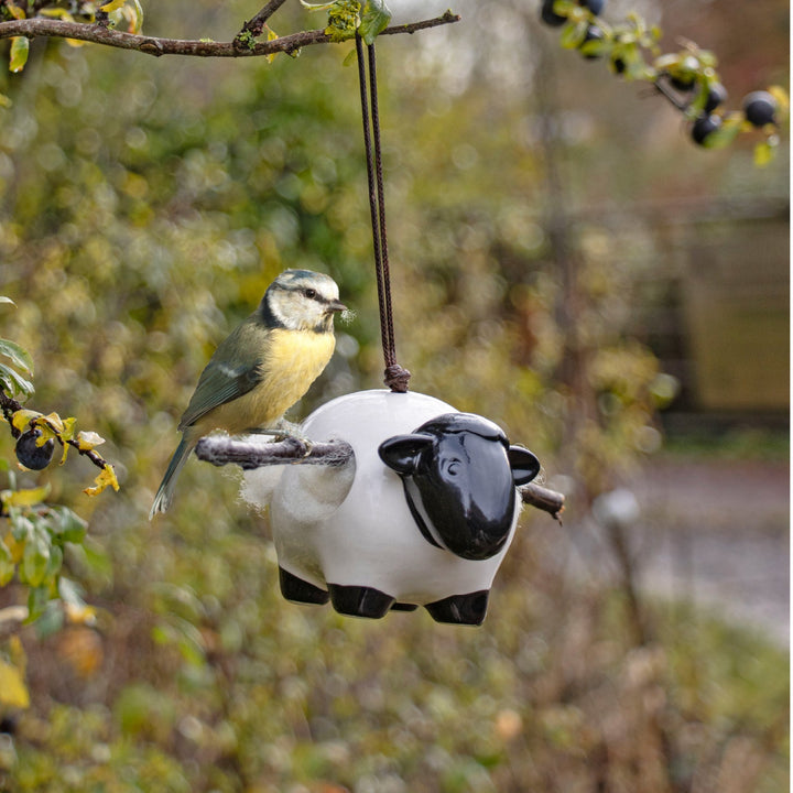 'Woolie' Hanging Ceramic Sheep With Nesting Wool