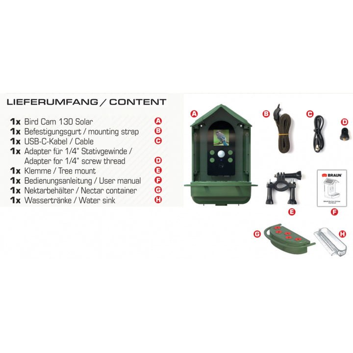 BRAUN Bird Cam 130 Solar Camera